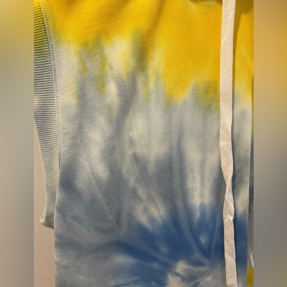 Micheal Kors oversized yellow and blue tie dye hoodie vest - Picture 2 of 5